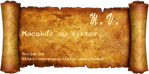 Macskásy Viktor névjegykártya